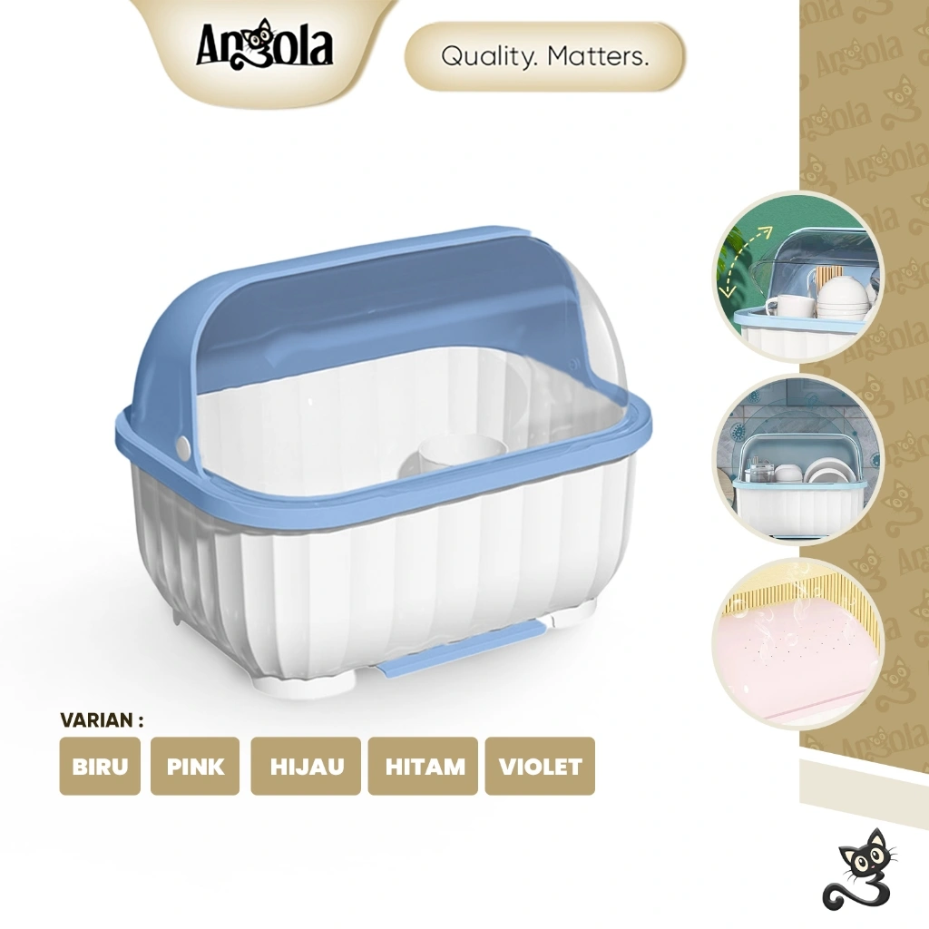 [SPESIAL] ANGOLA Rak Piring Full Cover C29 Tempat Penyimpanan Alat Makan Dengan Tirisan Air