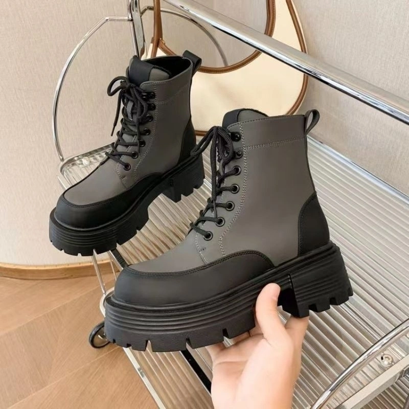 Fashion Combat Boots Wanita Platform Sol Tebal Streetware Ootd Korea Style S43