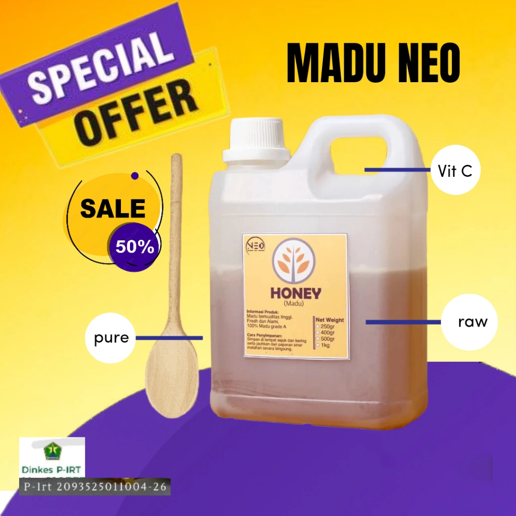 Madu Murni Bunga Multiflora Lebah Melifera 1kg/ 1000gram / Madu Cair Asli 1kg