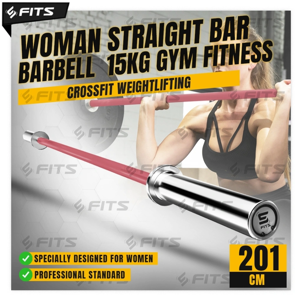FITS Woman Straight Bar Barbel 15Kg Gym Fitness Crossfit Weightlifting