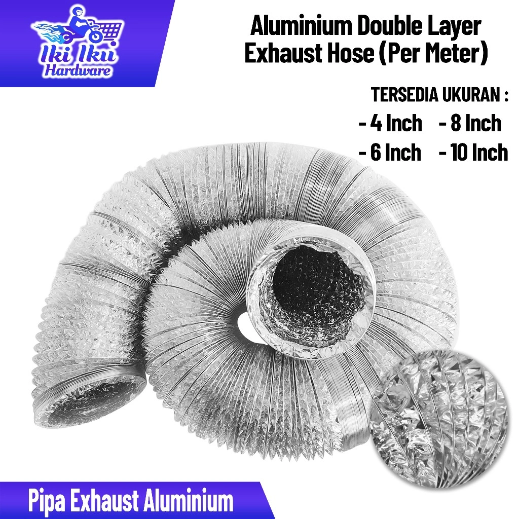 1 Meter Pipa  Exhaust Alumunium Double Layer