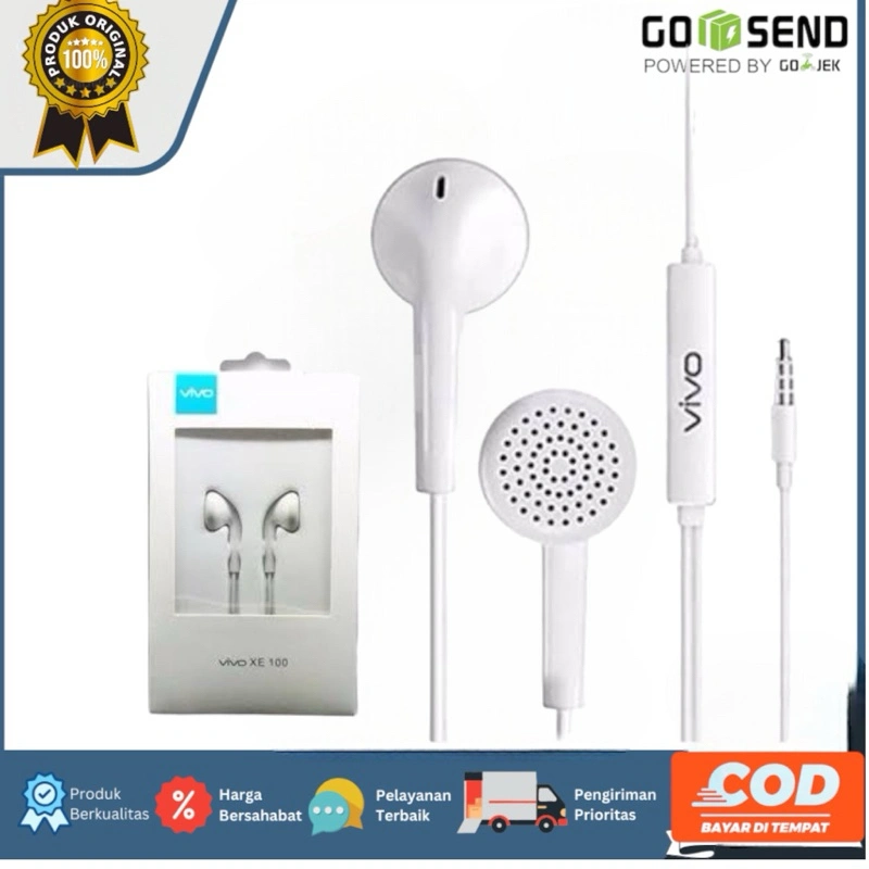 HEADSET EARPHONE VIVO JACK XE100 SUPERBASS ORIGINAL 100%