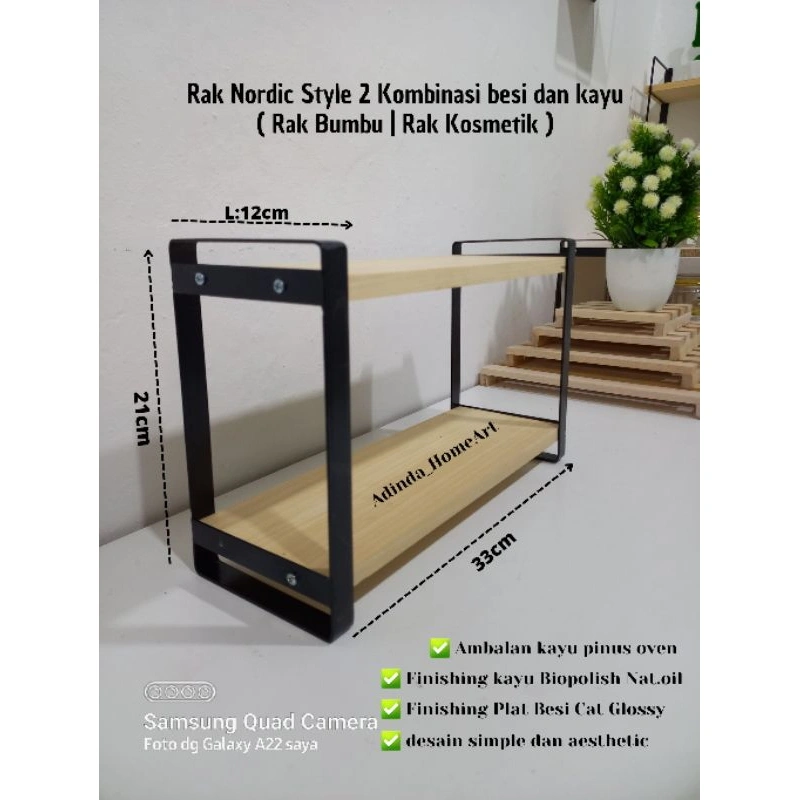 Rak Nordic Style 2 Varian Warna Hitam | Rak Bumbu | Rak Kosmetik