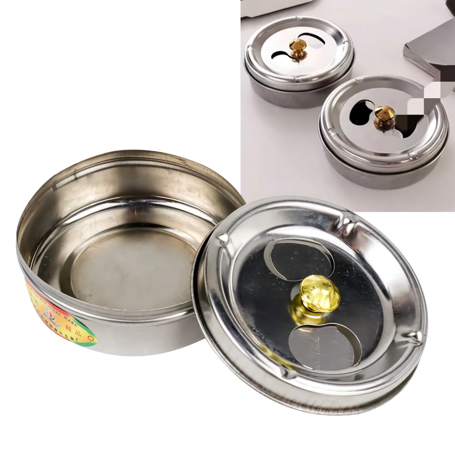 APEN Asbak Portable Model Putar Rotation Enclosed Stainless Steel - JL032