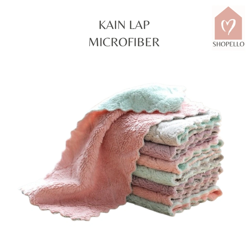 Shopello Kain Lap Coral Anti Minyak Kain Lap Dapur Microfiber Kain Lap Panci Piring