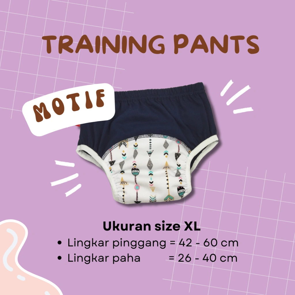 TRAINING PANTS CELANA PIPIS KLODIZ  SIZE XL- RAGAM MOTIF