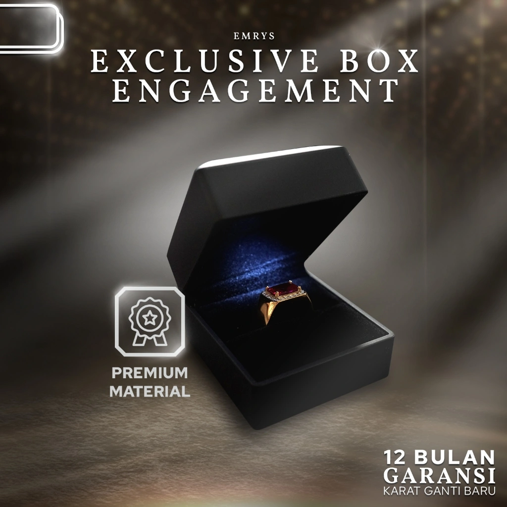 Emrys PREMIUM RING BOX KOTAK CINCIN LAMARAN Dengan Lampu