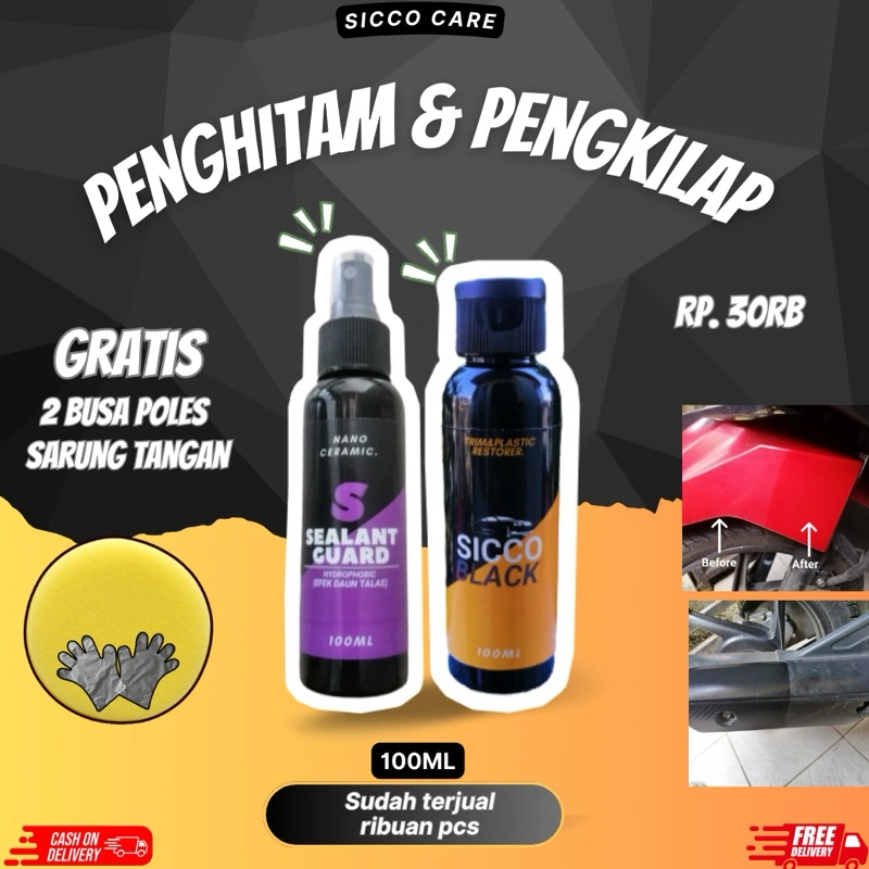 Penghitam Body Motor Permanen Pengkilap Body Motor Permanen 2pcs 110ml