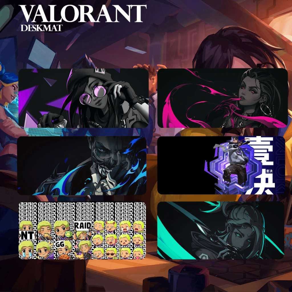 Mousepad Gaming Mouse Pad Desk Mat Valorant XL Deskmat Valoran KillJoy Jett Chamber Reyna Sage Iso Raze Gekko Viper Brim Sova Phoenix Cypher Neon
