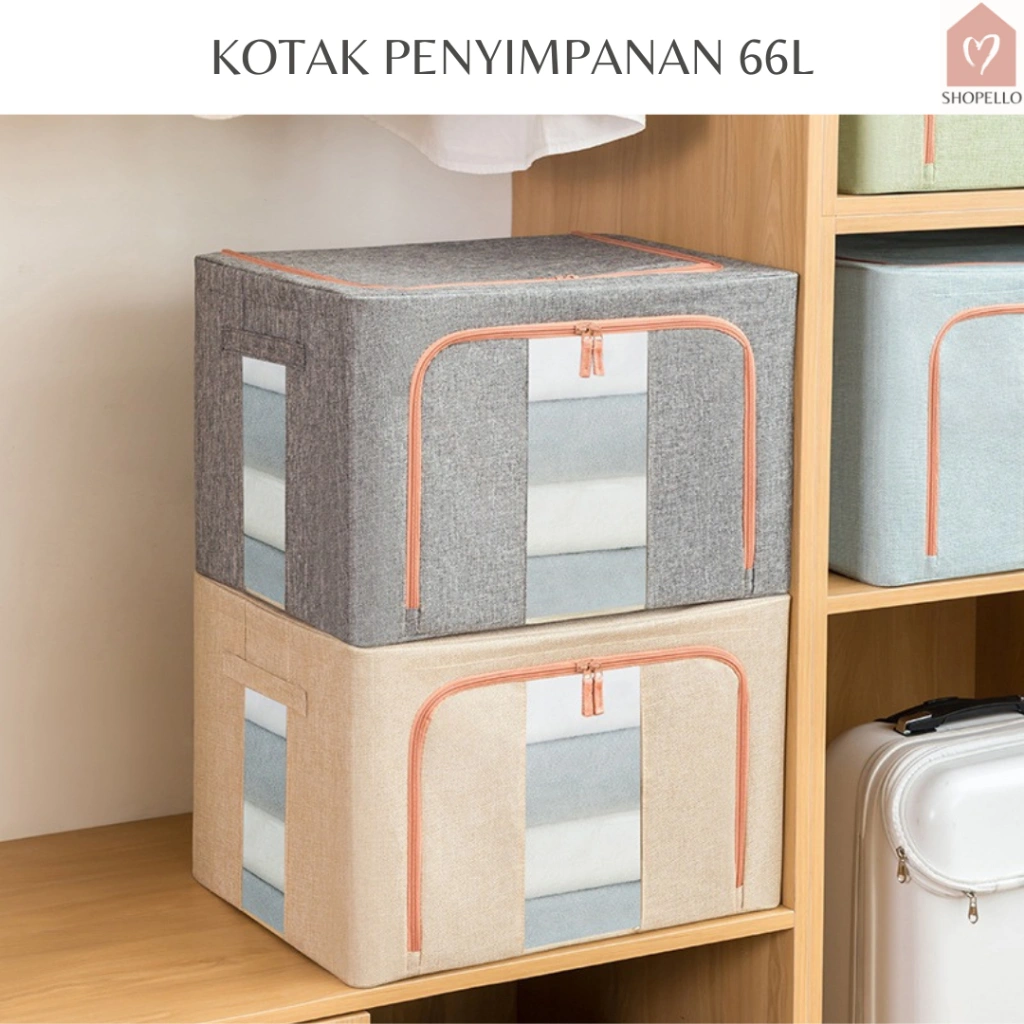 Shopello Kotak Tempat Penyimpanan 66 Liter Penyimpanan Baju Mainan Storage Large Box Lipat Organizer Pakaian Serbaguna