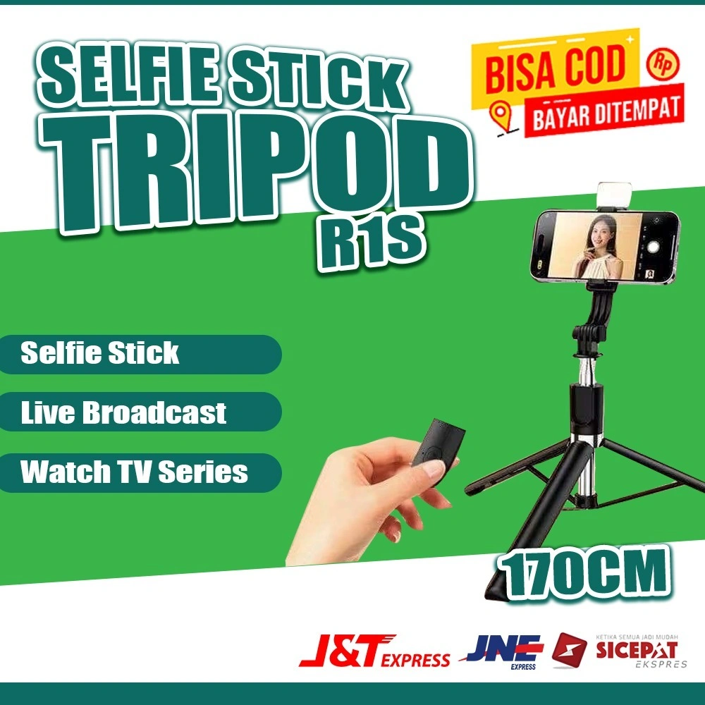 Tripod Stick Selfie Bluetooth Connection Tongsis TRIPOD R1S 70CM