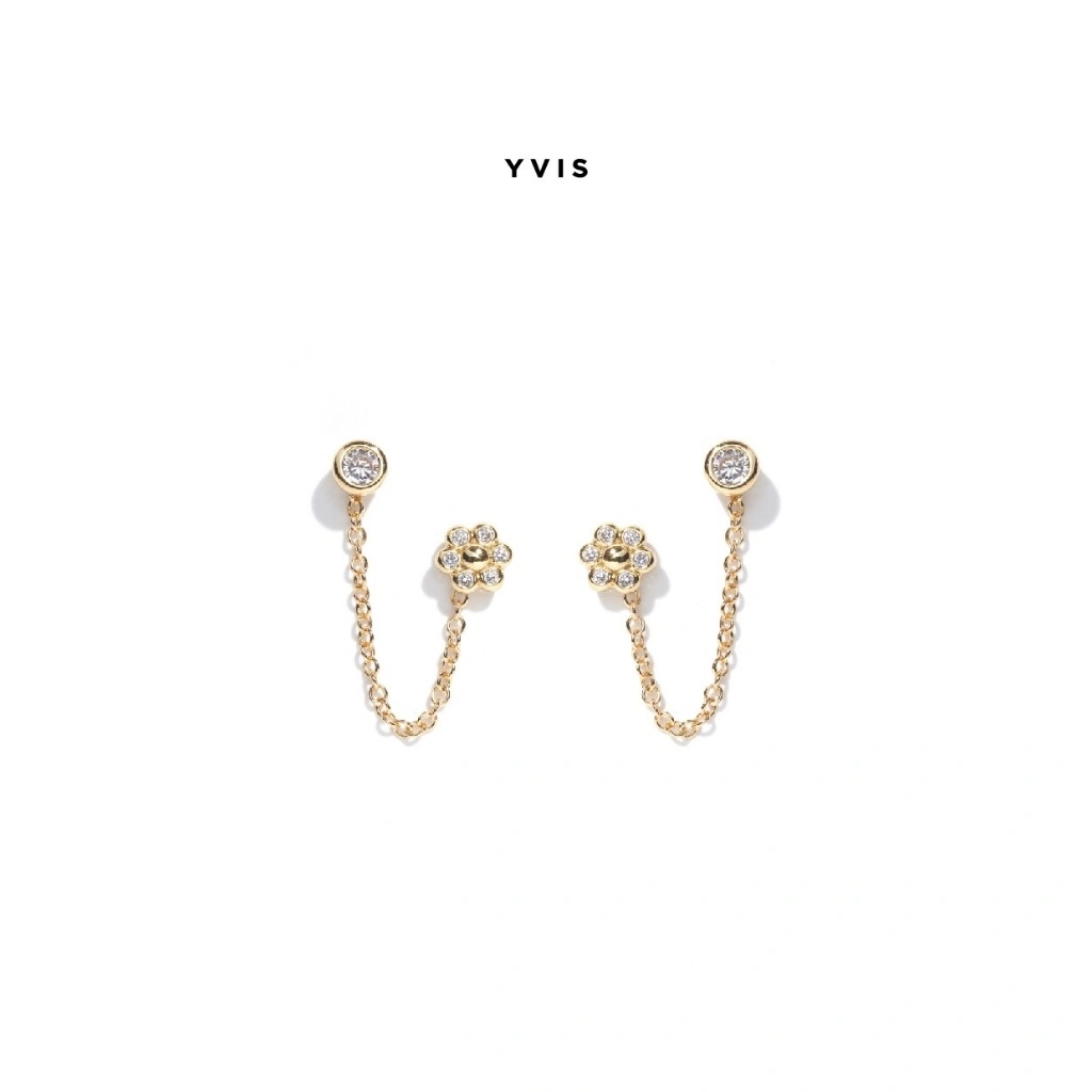 Frida Gem Earrings Set l Set stud dan Anting Gold Plated 18K Silver Plated Rhodium Cubic Zirconia