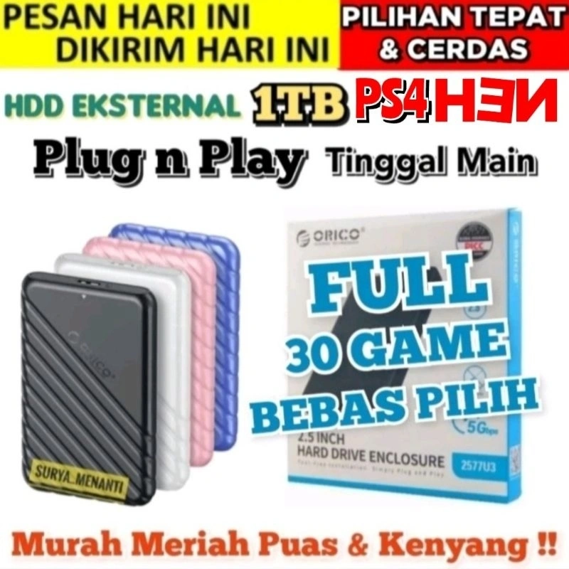 HARDISK HDD HARD DISK EXTERNAL PS4 HARDDISK EKSTERNAL 1TB GAME BEBAS REQUEST