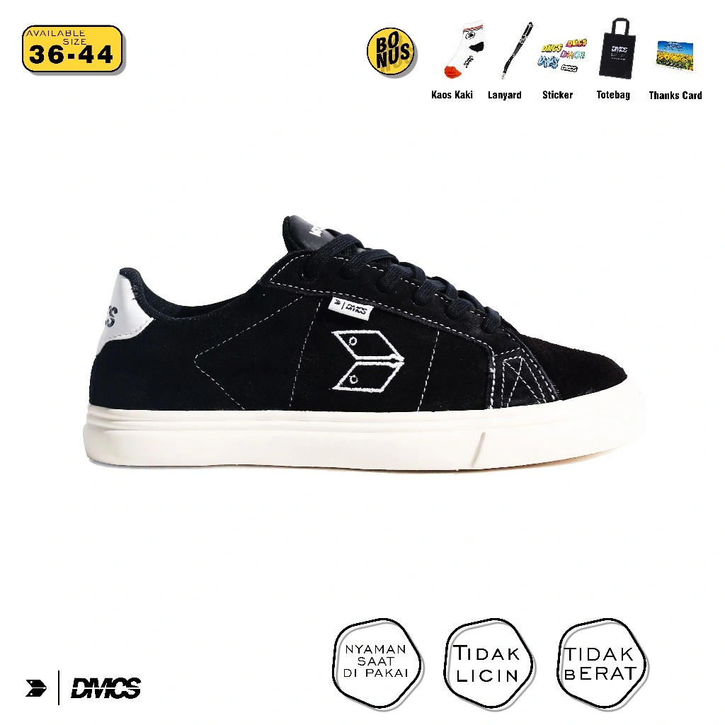 SEPATU DMCS - MISILE SUEDE BLACK WHITE