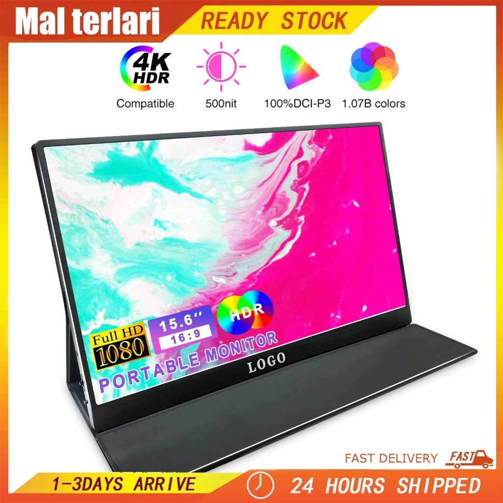 Portable Monitor for Laptop touch/15.6 inci HD 1920*1080P FHD 100% sRGB/Built-in Dual Speaker/IPS Display Portable Monitor /untuk Switch, XBOX, PS4 PS5, Ponsel, Laptop/ Garansi 1 Tahun / COD