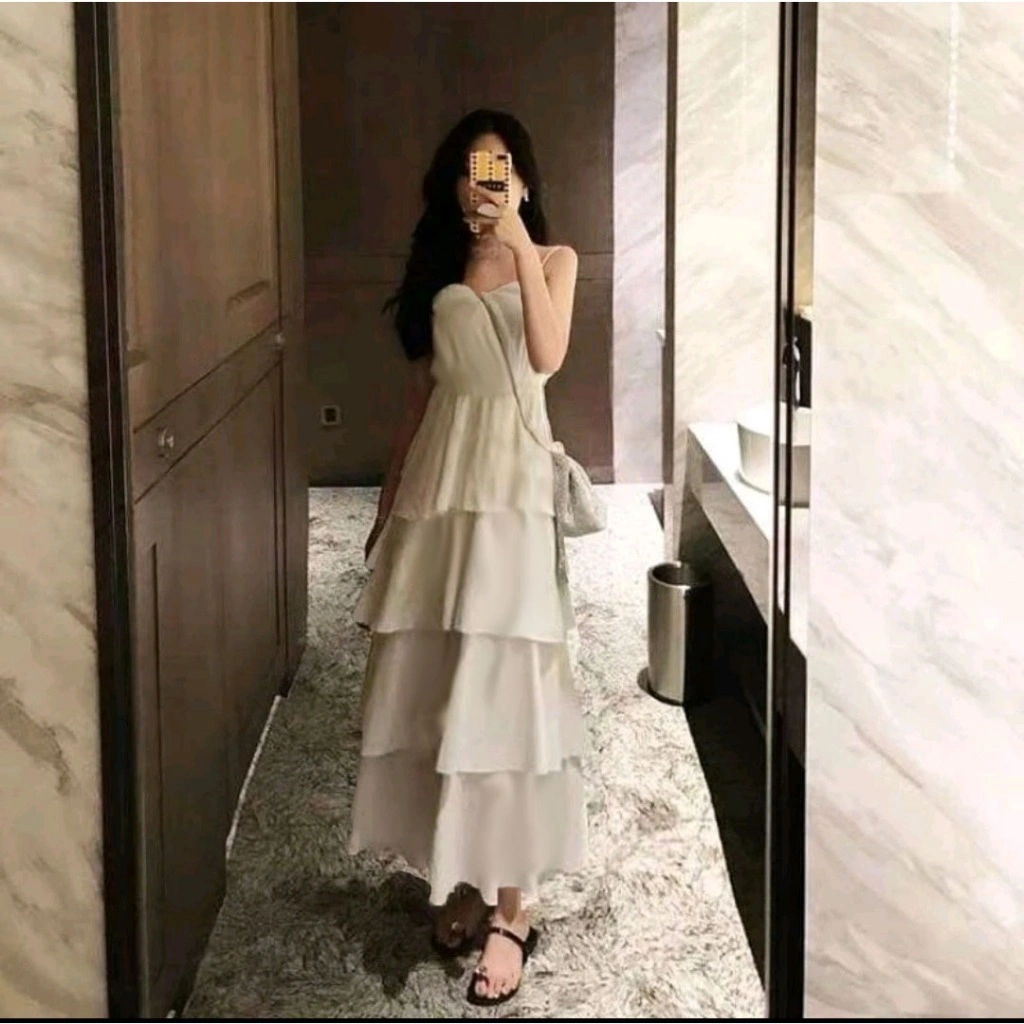 Dress Tali Kerut Belakang Bahan Katun Polymicro Adem Nyaman  / Dress Rempel Susun Polos Korean Style 1009