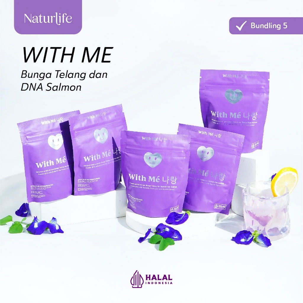 BUNDLING 5 WITH ME - Minuman With Bunga Telang, Glutathione & DNA Salmon BPOM