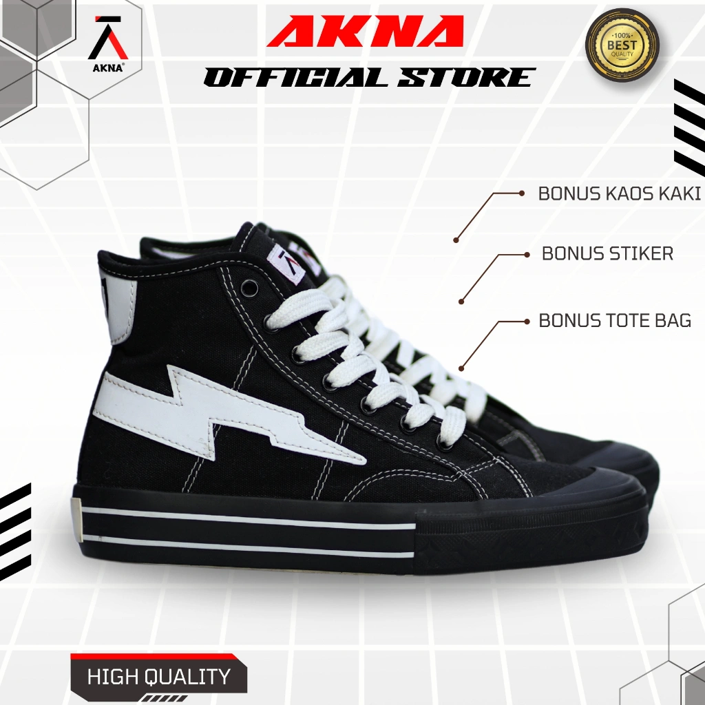 Sepatu Akna - Sepatu Akasara High Full Black Pria Wanita