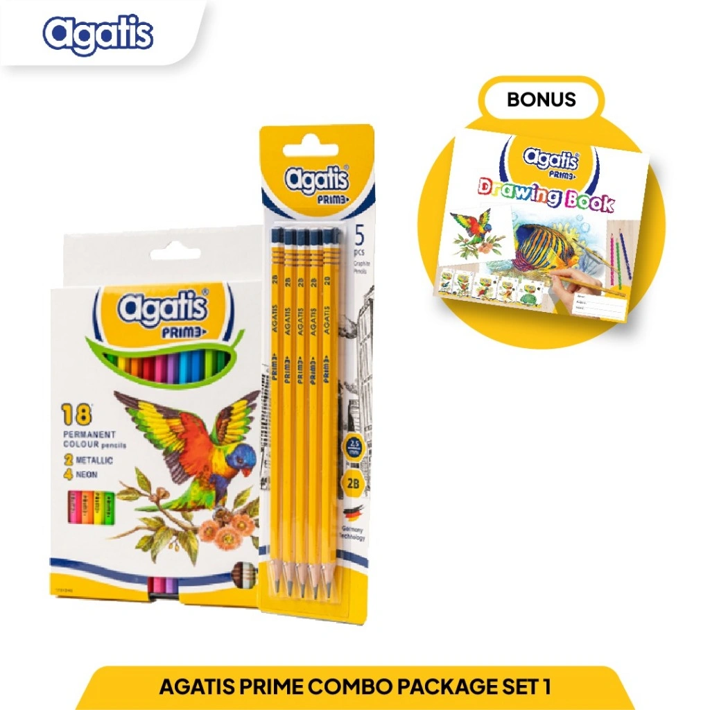 AGATIS Stationery - Prime Paket Alat Tulis Sekolah TK/Paud Pensil Warna Goodiebag Hadiah Combo Set 1 - Kidzjoy