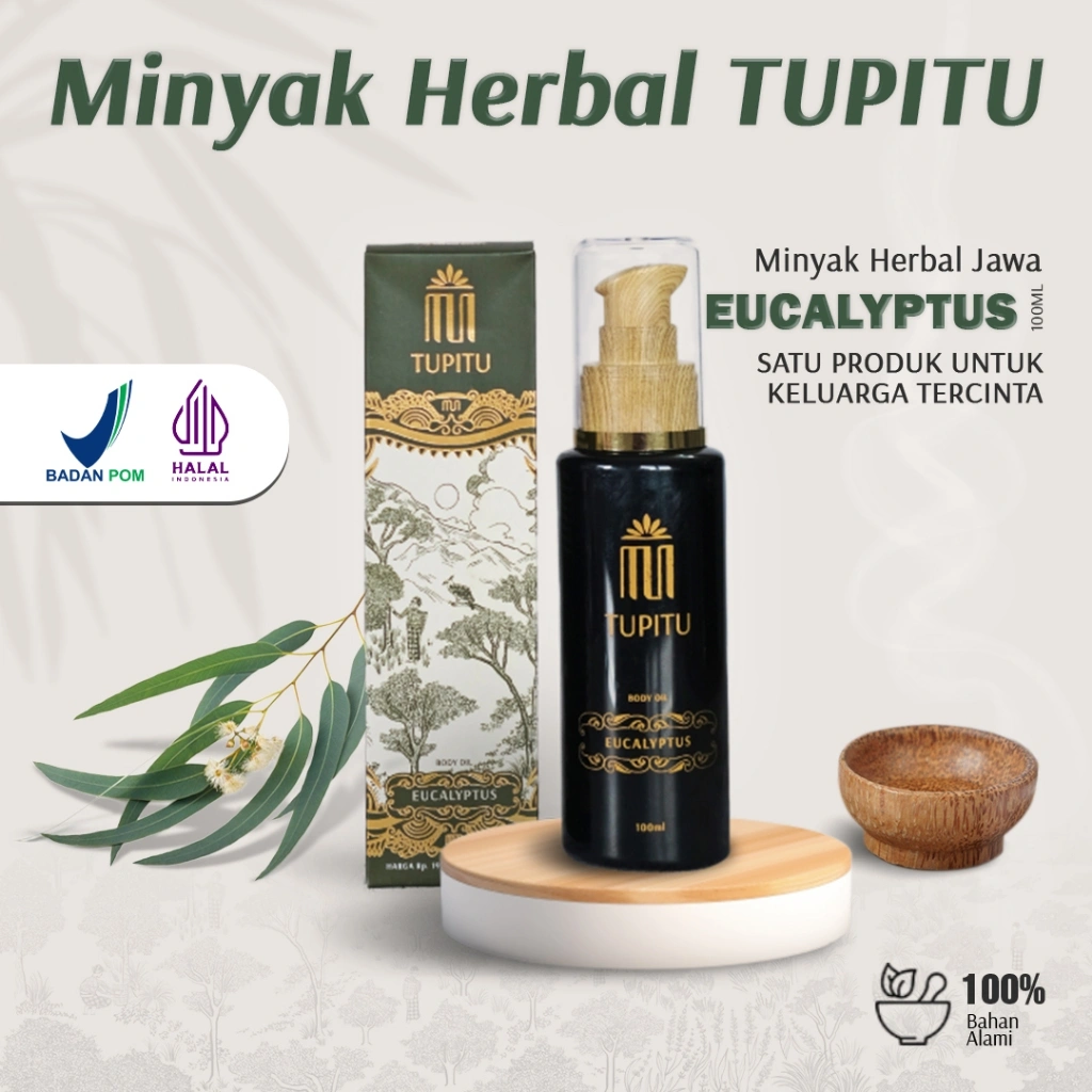 TUPITU Herbal Oil - Eucalyptus | Body Oil/Minyak Herbal Jawa Minyak Balur 100mL