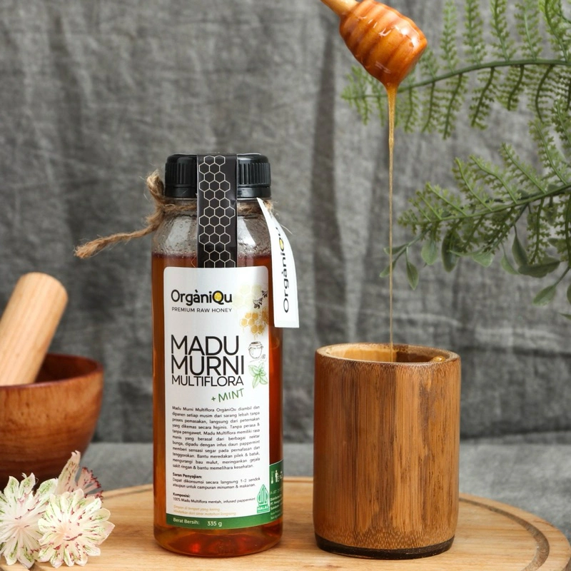 MADU MENTAH ASLI PREMIUM + MINT Herbal 1.000gr-170gr, ATASI SAKIT MAGH, GERD, ASMA SESAK NAFAS, PILEK BATUK & MENGHANGATKAN TUBUH (Raw Honey Bersertifikat Uji Lab