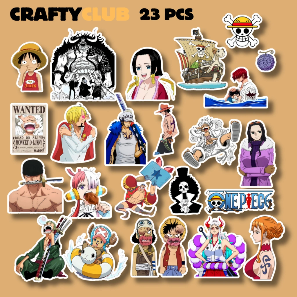 One Piece Sticker Vinyl (23 Pcs) Waterpoof cocok untuk di tempel di helm, laptop dan tablet.