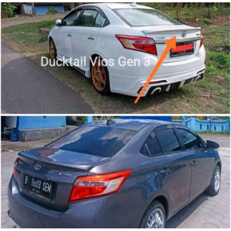 spoiler Ducktail vios gen 3 toyota vios gen 3 original. masih bahan belum dicat