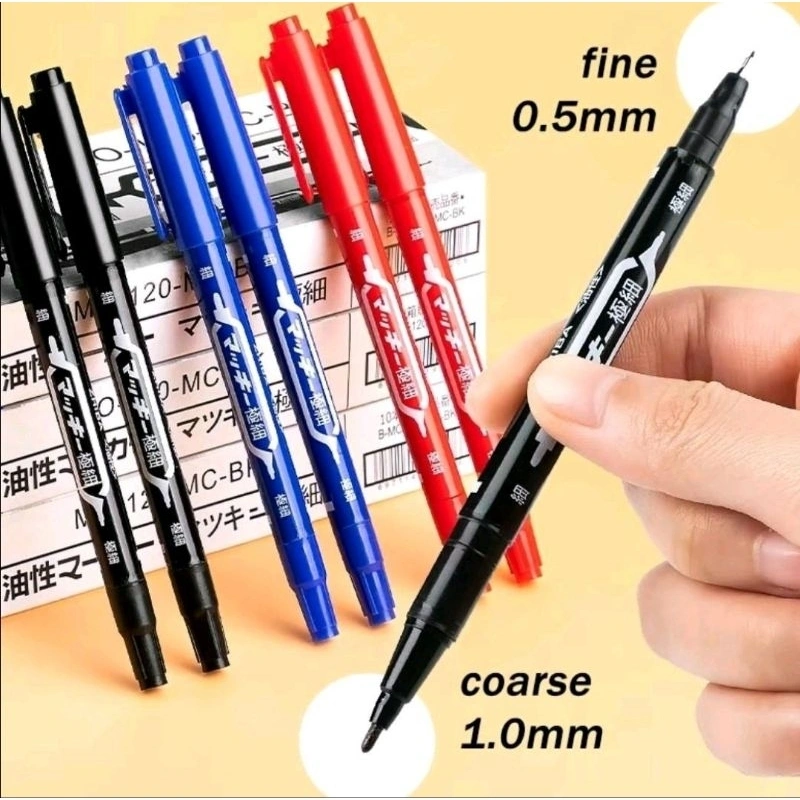 Pulpen Spidol 2 in 1 Pena Marker Dua Fungsi Dual Tip