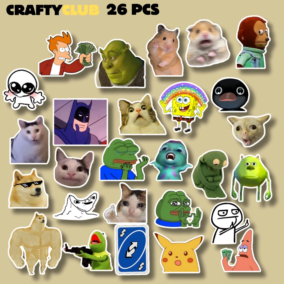 Sticker Meme Random Aesthethic Vinyl (waterproof) 26 pcs. Cocok untuk tumblr,laptop dan helm