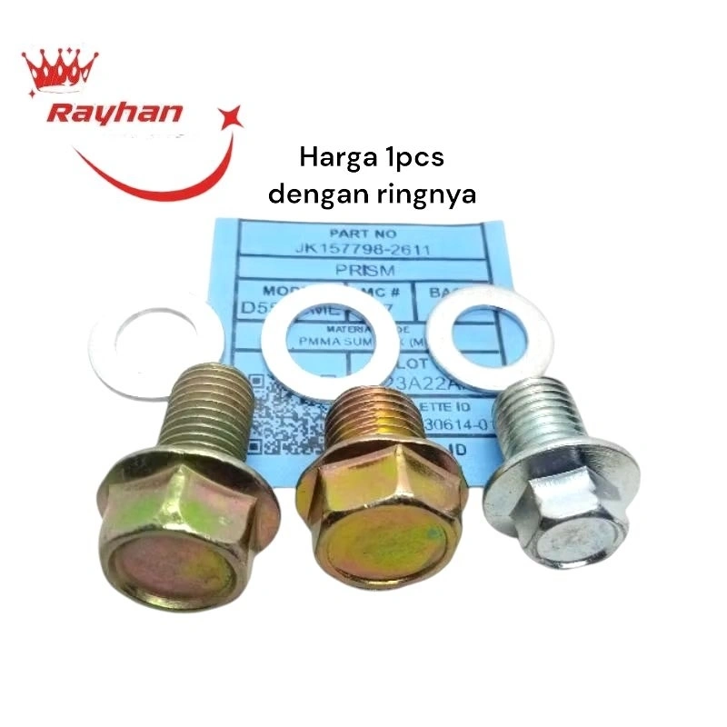 1SET BAUT RING ALUMUNIUM BAUT OLI M12 M14UNIVERSL MOTOR MOBIL
