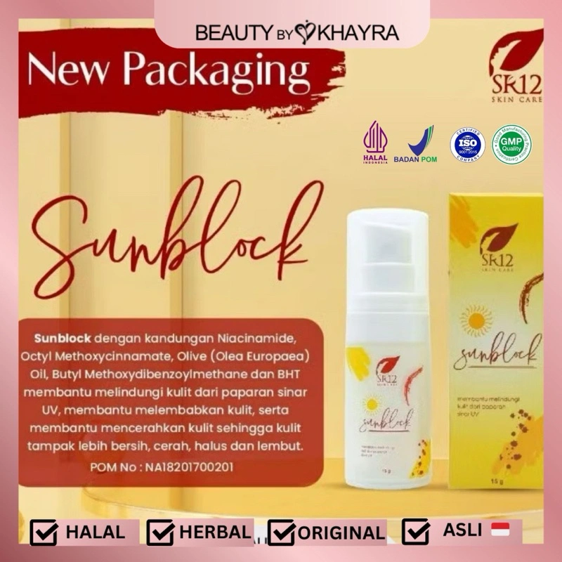 Beauty by Khayra - SR12 Sunblock / Krim Sunblock SPF 30++ | Untuk Kulit Kering