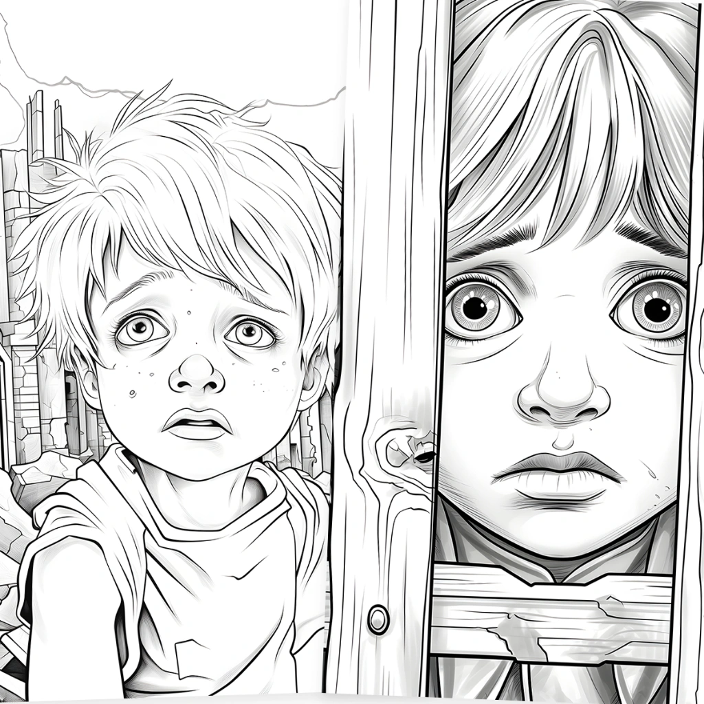 MJ19 Gambar Mewarnai Dewasa Grayscale - Tema Ekspresi Wajah Anak