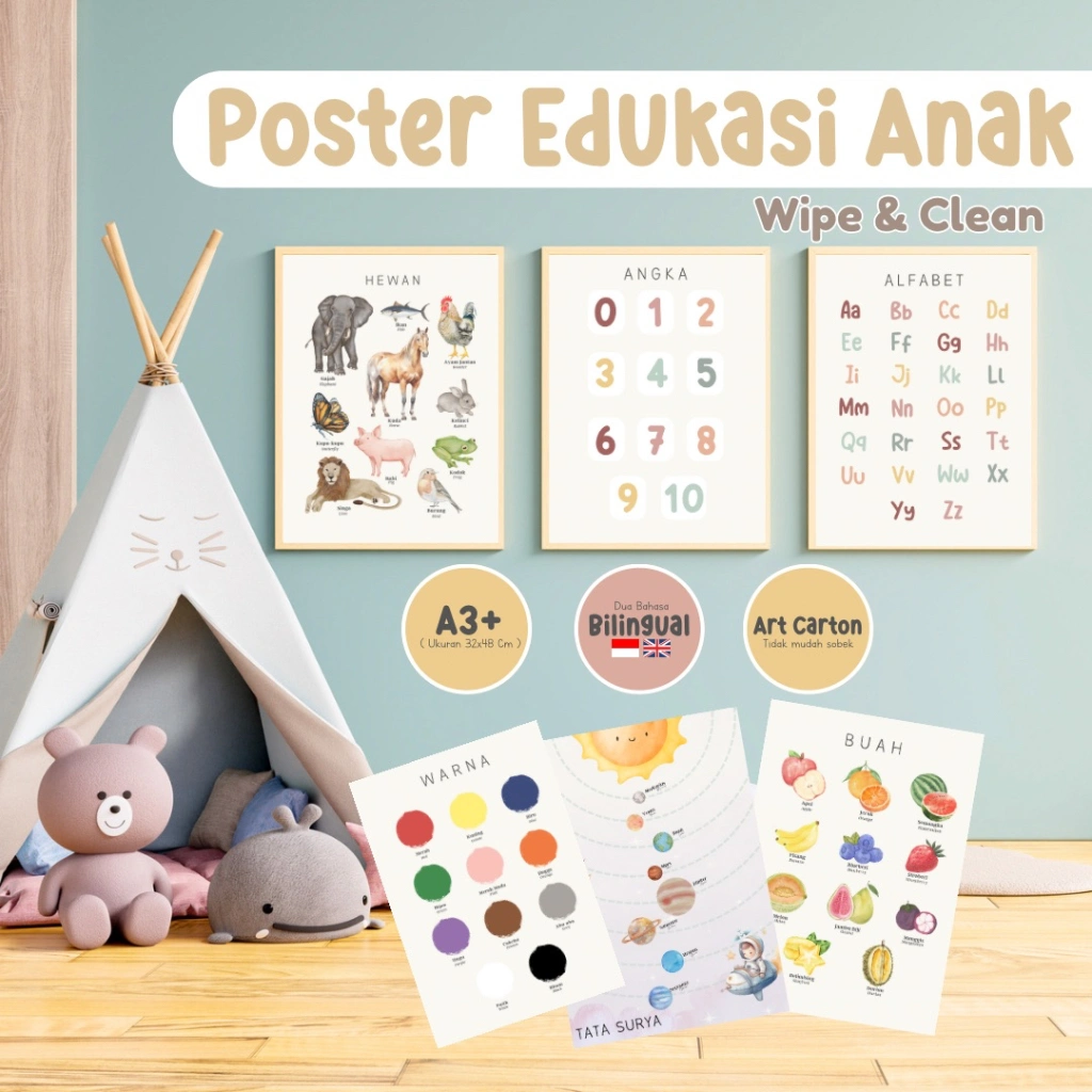 BEBEGENIC - SERI POLOS Poster Edukasi Anak / Poster Belajar & Mainan Anak / Poster Edukasi Aesthetic