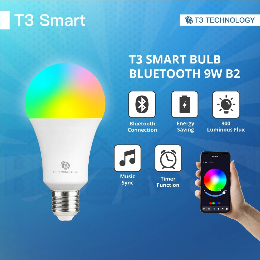 T3 Smart LED Bohlam Light Bulb 9W RGB E27 Bluetooth Tuya Smart Life