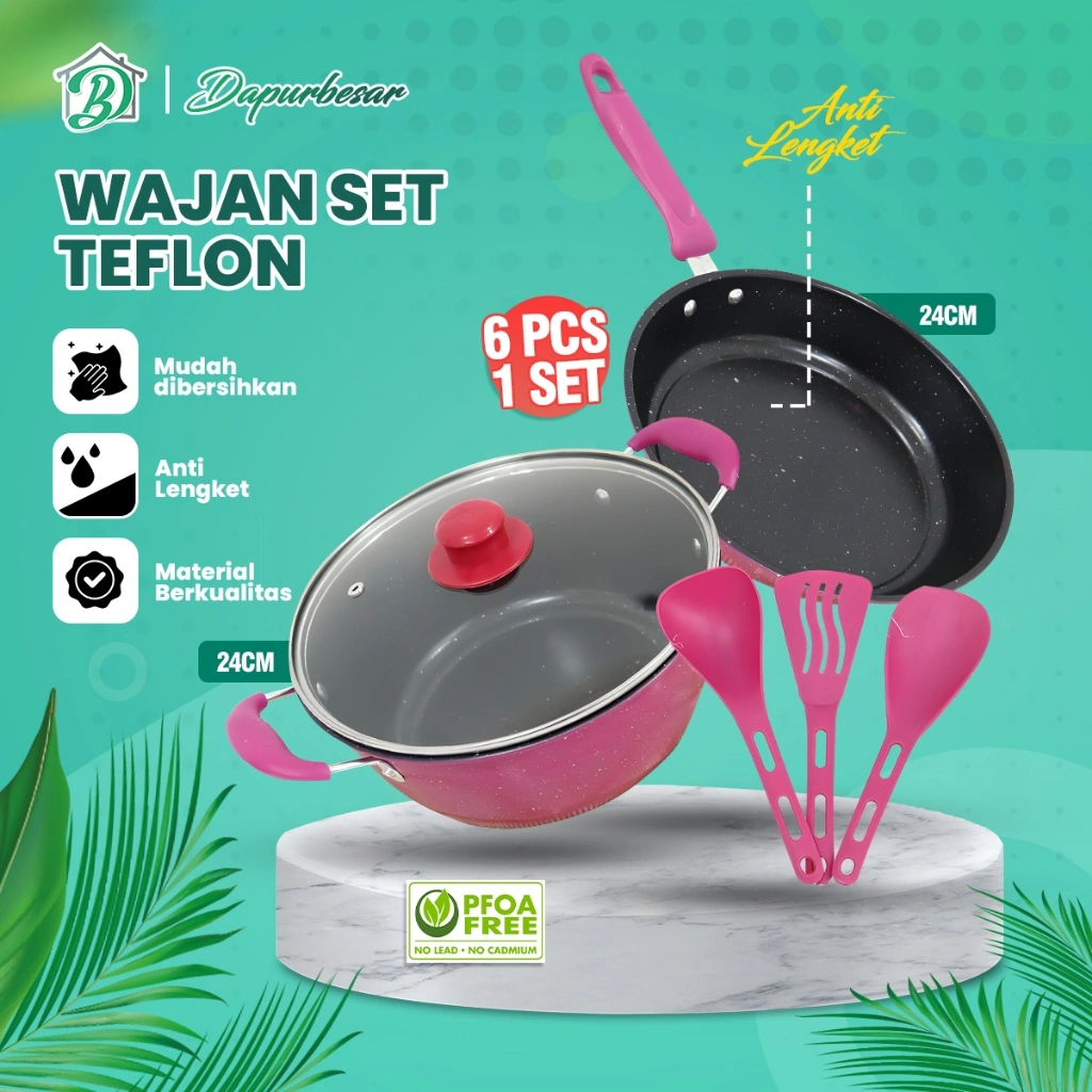 Panci Set Isi 6pcs Pot Series/ Panci Terlengkap dengan Tutupan Free Spatula