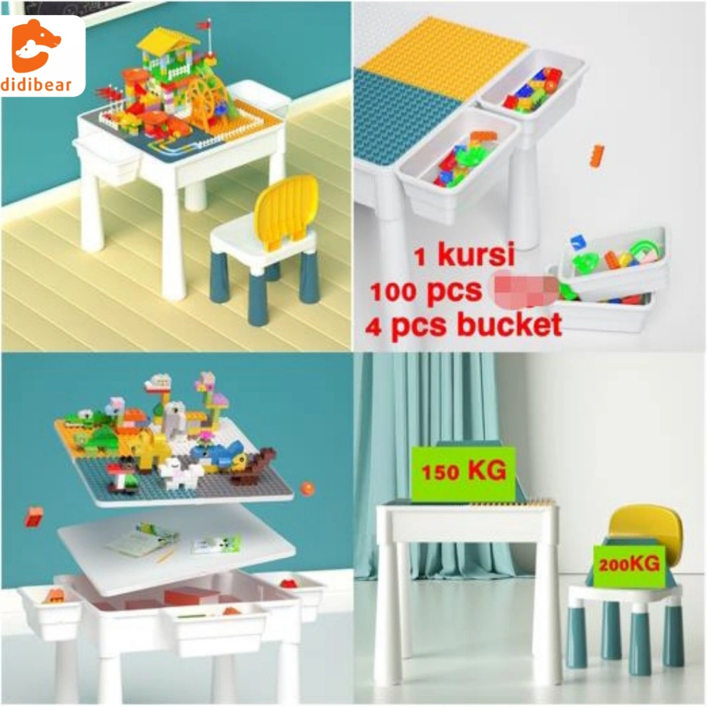 Didibear X Bebehome Meja Anak Set Meja Belajar Free Kursi Set Meja belajar Multifungsi
