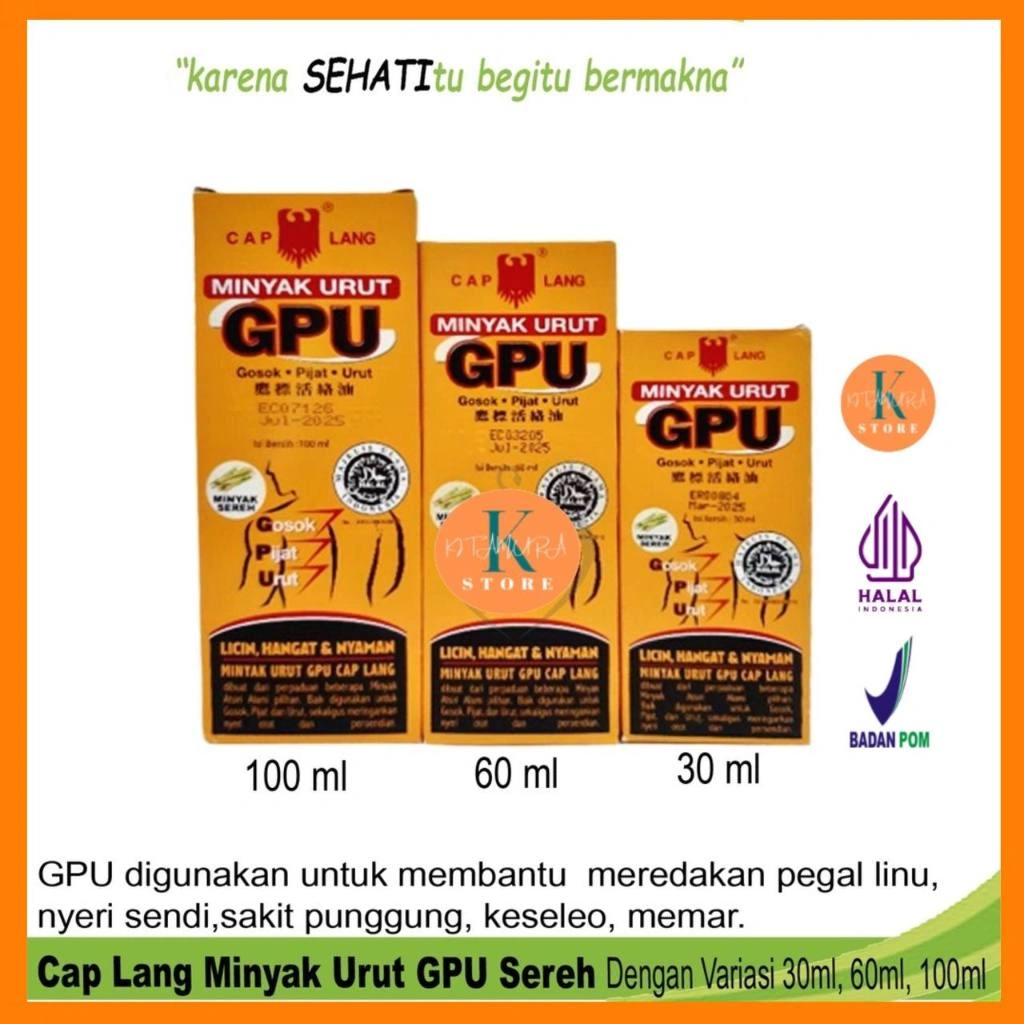 Cap Lang GPU Sereh Minyak Urut Pijat Pijet Pijit Gosok Oles Pereda Nyeri otot Caplang