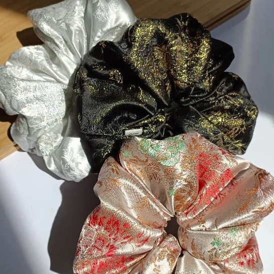 Scrunchie Cheongsam Embroidery Premium XXL ikat rambut cheongsam