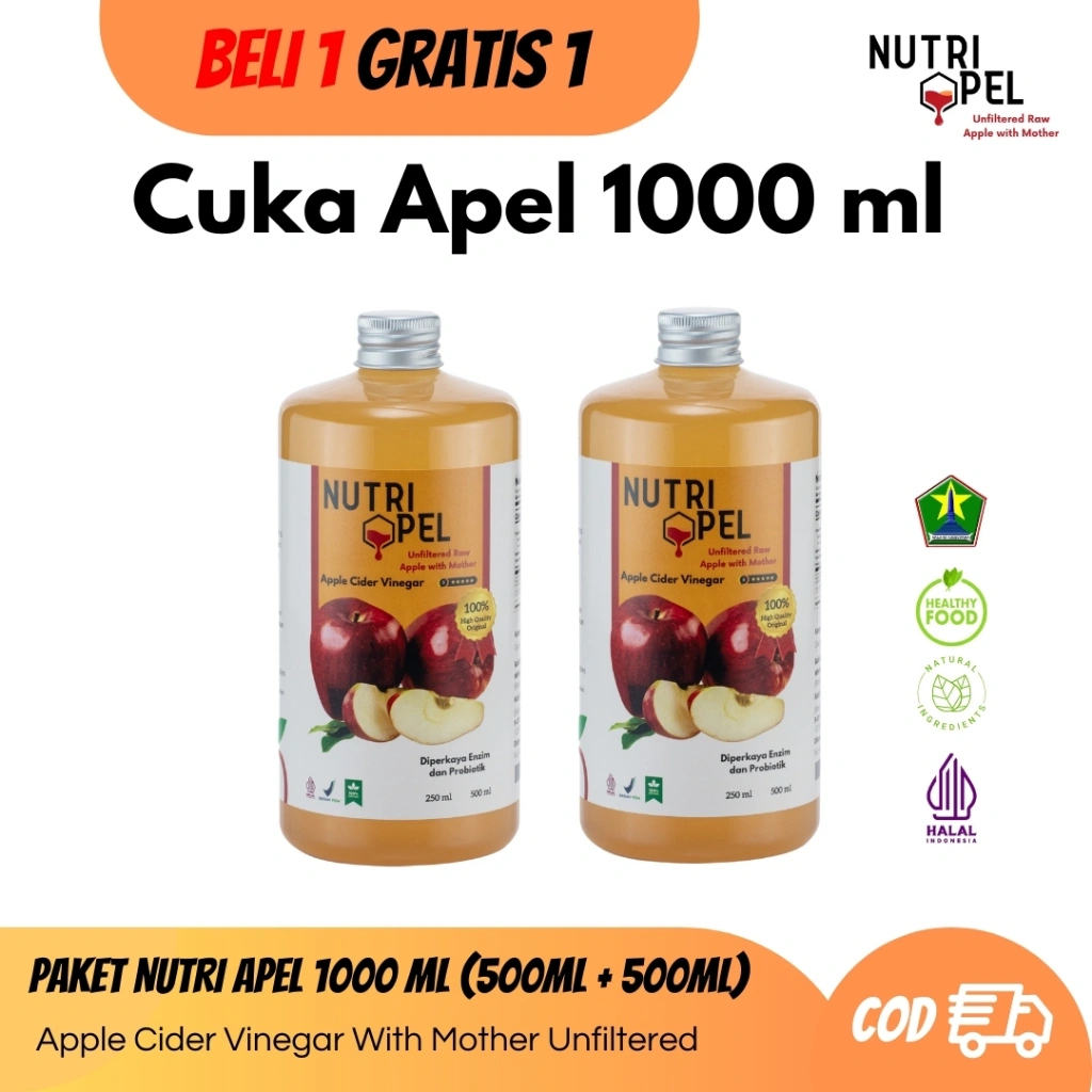 Nutriapel Cuka Apel Asli Organik 1000ml With Mother
