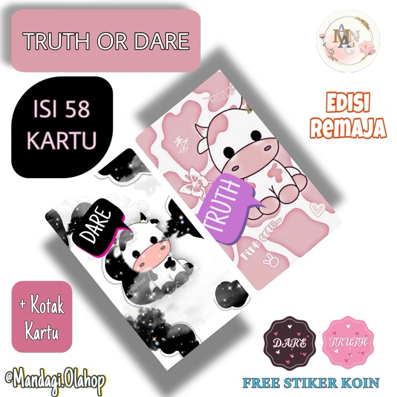 Kartu Permainan Truth or Dare (ToD) isi 58 dan 29 kemasan Kotak Kartu || Kartu Permainan ToD || Kartu Permainan Kekinian || Kartu Permainan Viral