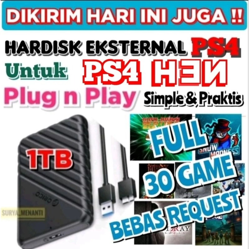 HDD / HARDISK EKSTERNAL PS4 PLUG N PLAY SIMPLE DAN PRAKTIS