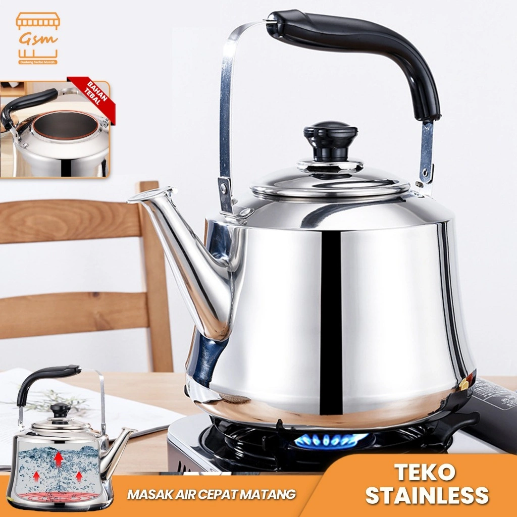 GSM Teko Stainless 4/5/6/7 Liter Ceret Bunyi Siul Anti Karat Ceret Bunyi Untuk Masak Air Whistling Kettle Stainless Steel