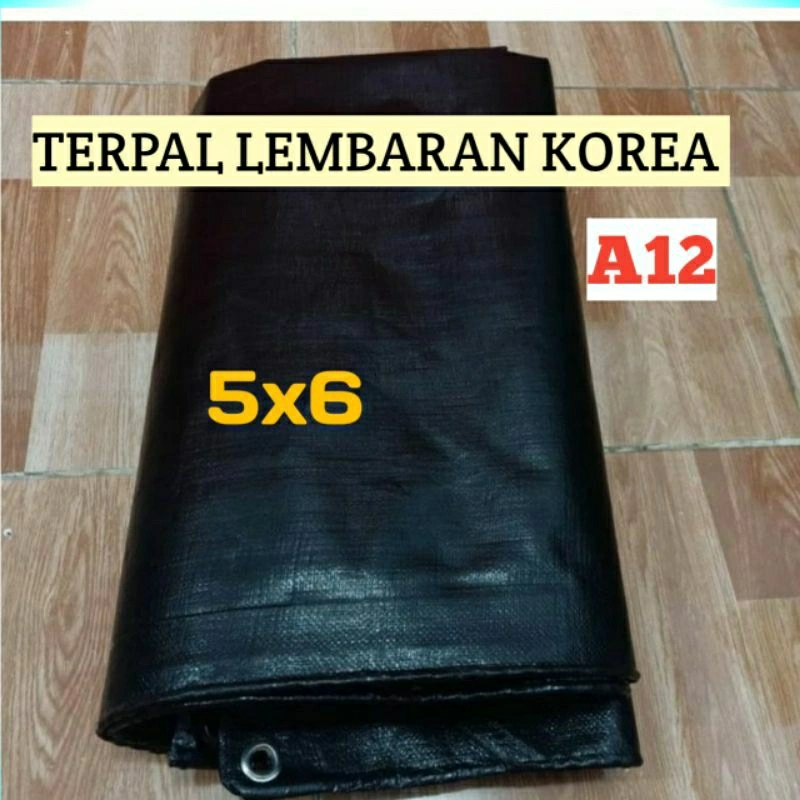 Terpal Korea A12 Hitam - Hitam 5x6 Tebal Kuat Waterproof