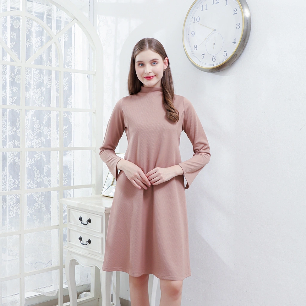 MAMIBELLE - CLAIRE KNIT MIDI DRESS LONG SLEEVES - DRES KNIT IBU HAMIL MENYUSUI BUSUI LENGAN PANJANG