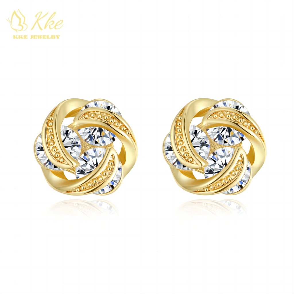 Kke Jewelry Fashion Berlian Imitasi Stud Earrings Elegan Wanita Anting Anti luntur GD001