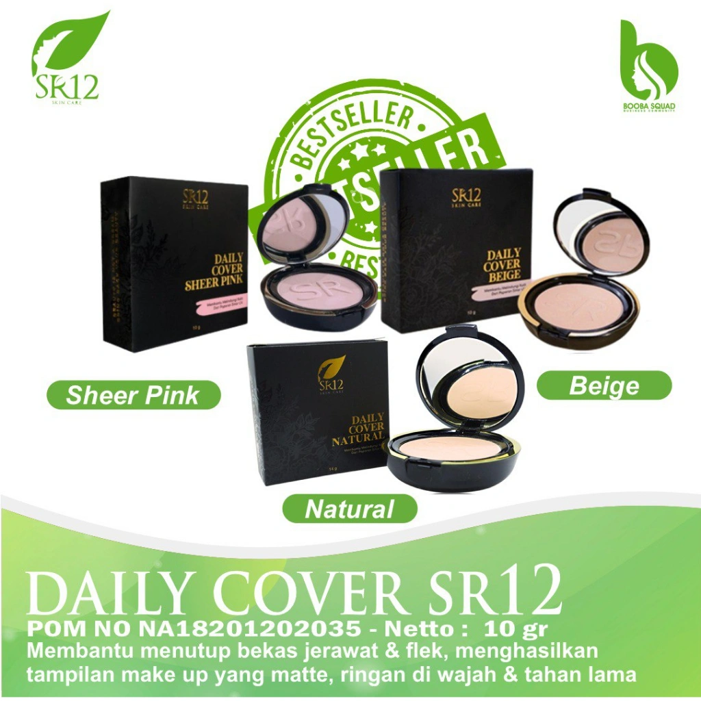 Bedak SR12 Daily cover Bedak Padat - Bedak Glowing Tahan Air dan Keringat