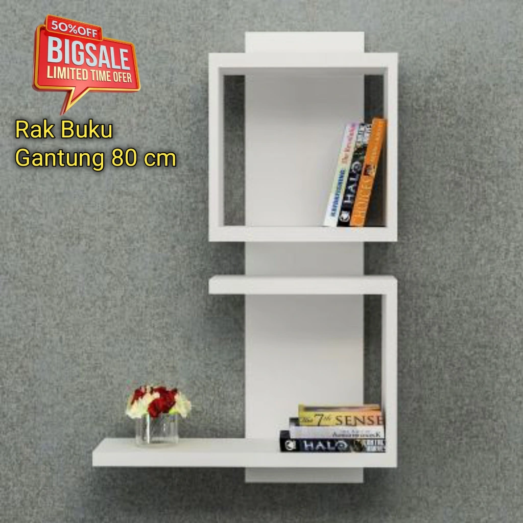 Rak Buku Dinding Sebaguna Hiasan Rumah Dekorasi Minimalis Spesial Putih - RAM05