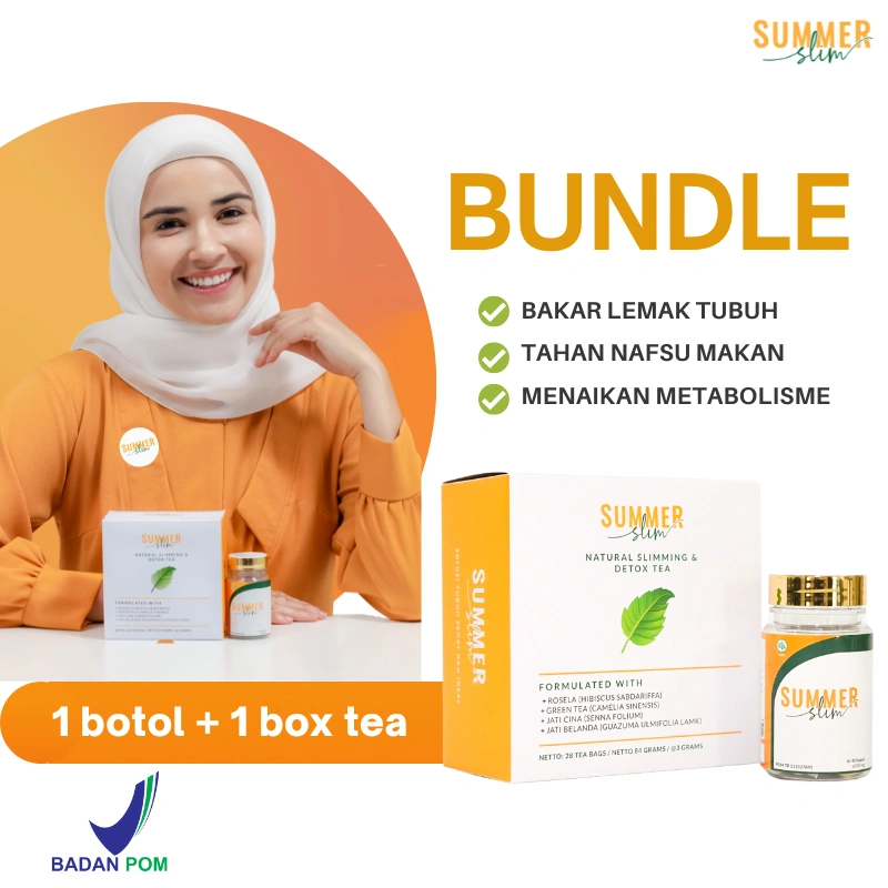 Obat Diet Pelangsing dan Teh Detoks Alami (1 Botol Summer Slim Capsule & 1 Box Detox Tea)