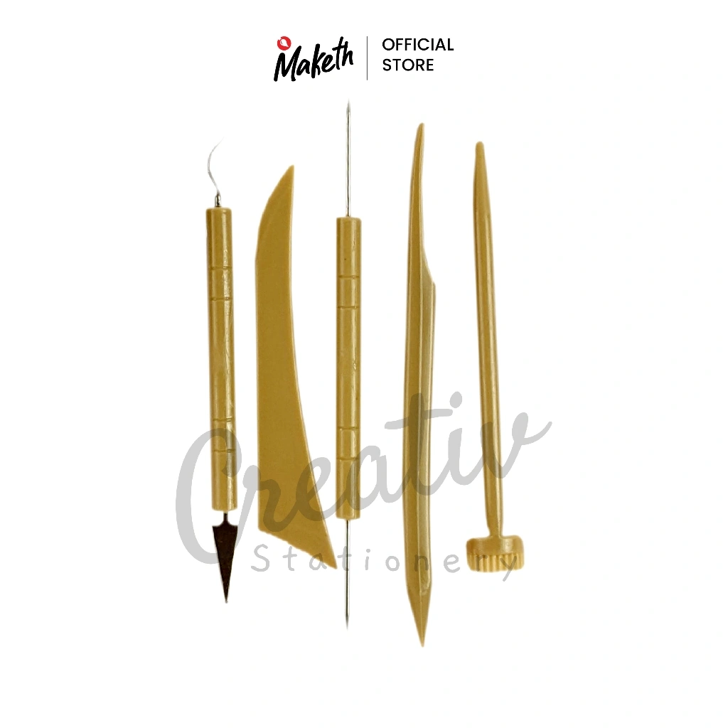 Clay Tool Knife Pisau Alat Ukir Tanah Liat Modelling Sculpting Tools Set 5 Kuning Yellow Ct-S5 MAKETH