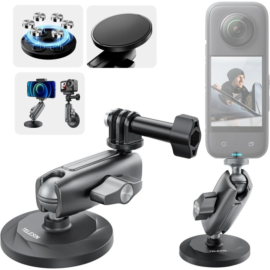 TELESIN Aluminum Alloy Magnetic Base Camera Mount Gopro Action Insta